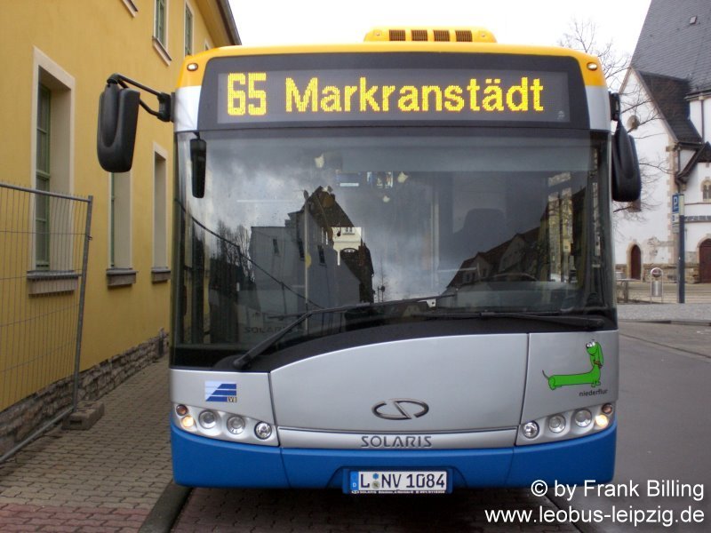 01.03.2008, Wagen 84, als Linie 65, Endstelle  Markranstdt, Schulstrae  