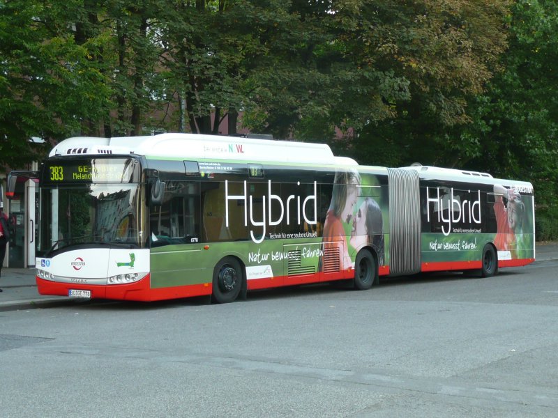 01.09.08,Hybrid-Solaris der BOGESTRA Nr.0778 in Gelsenkirchen-Hllen.