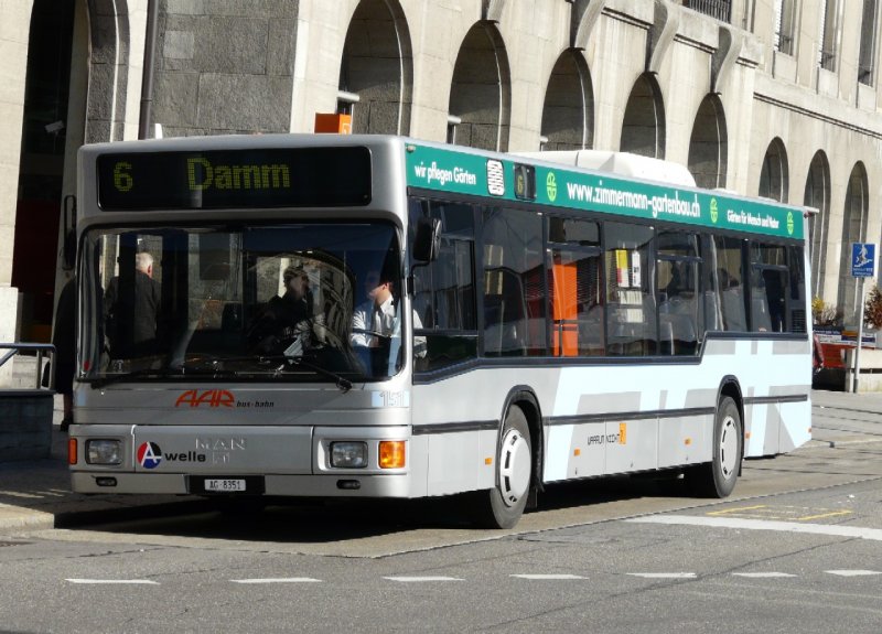 AAR  - MAN Bus Nr.151 AG 8351 bei der Haltestelle vor der Hauptpost in Aarau am 24.02.2008