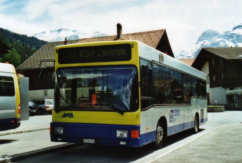 AFA Adelboden (Lenkbus) Nr. 51/BE 539'151 MAN (ex BAM Morges Nr. 5) am 17. Mai 2009 Lenk, Bahnhof
