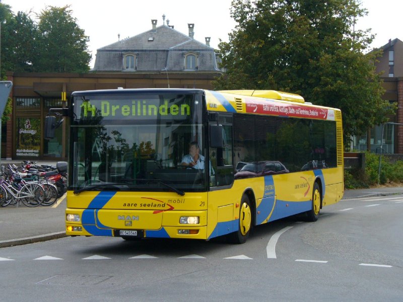 asm - MAN  Stadtbus Langenthal Nr.29 BE 545548 bei der zufahrt zum Bahnhof von Langenthal am 07.09.2007