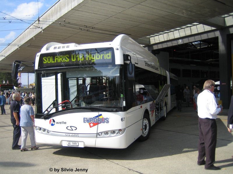 Auch am Tag der offenen Tr im Depot Grzefeld am 15.9.07 bei Stadtbus Winterthur, war der Solaris Urbino 18 hybrid der Regionalbus Lenzburg.