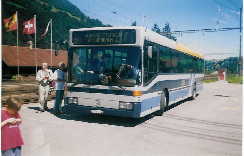 Aus dem Archiv: AFA Adelboden (BLS) 3/BE 26'703 Mercedes O 405N Jahrgang 1992 am 27. Juli 1997 Reichenbach, Bahnhof