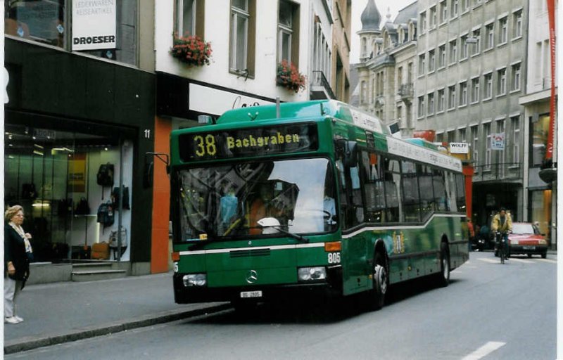 Aus dem Archiv: BVB Basel Nr. 805/BS 2805 Mercedes O 405N am 9. Juli 1998 Basel, Schifflnde