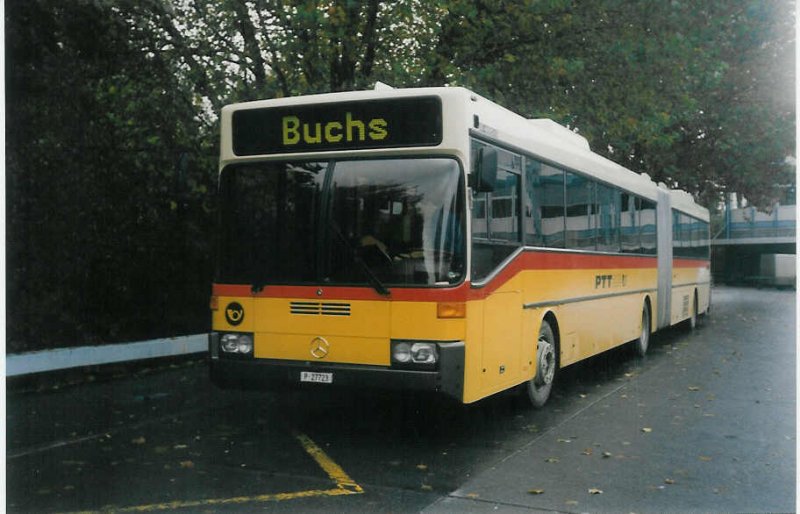 Aus dem Archiv: PTT Regie P 27'723 Mercedes O 405G am 10. Oktober 1996 Buchs/SG, Bahnhof
