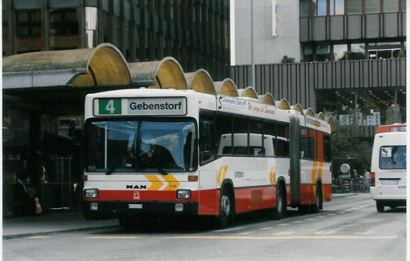 Aus dem Archiv: RVBW Wettingen 115/AG 226'220 MAN/R&J am 15. Juli 1998 Baden, Bahnhof