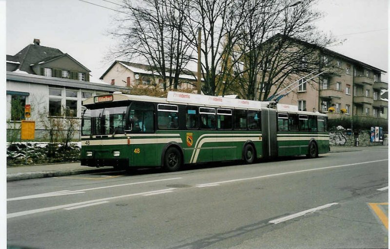 Aus dem Archiv: SVB Bern Nr. 48 FBW/Hess Gelenktrolleybus am 26. November 1999 Bern, Bethlehem Sge