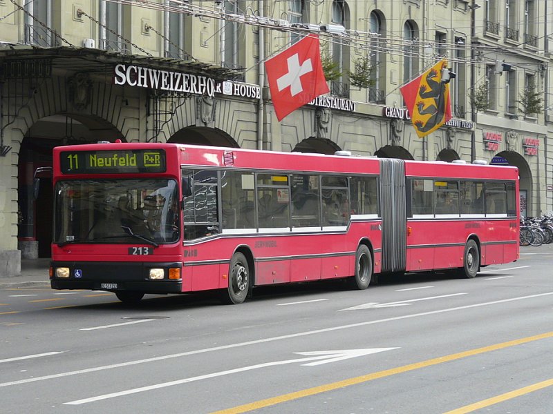 Bern mobil - MAN Bus Nr.213 BE 513213 unterwegs auf der Linie 11 in Bern am 28.12.2008