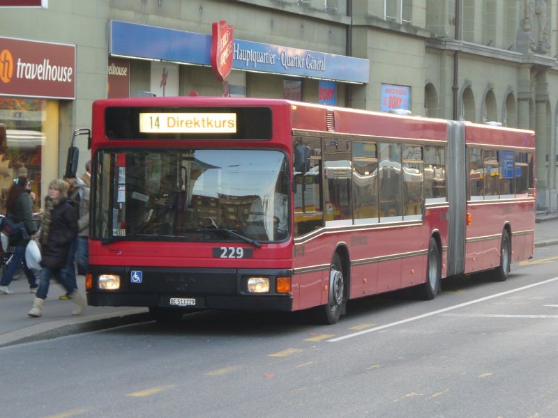 Bern Mobil - MAN Gelenkbus Nr.229 BE 513229 unterwegs auf der Linie 14 Direktkurs am 18.02.2008