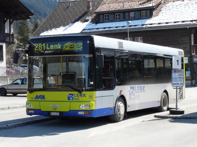 AFA LENK BUS MAN Bus Nr55 BE 611055 bei der Bushaltestelle beim Bahnhof 
