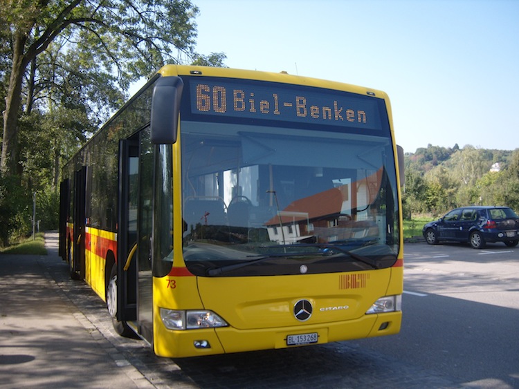 BLT Mercedes Citaro Facelift Nr. 73 (2008) im Herbst 2009 auf der Linie 60, aufgenommen an der Endhaltestelle  Benken Brücke .