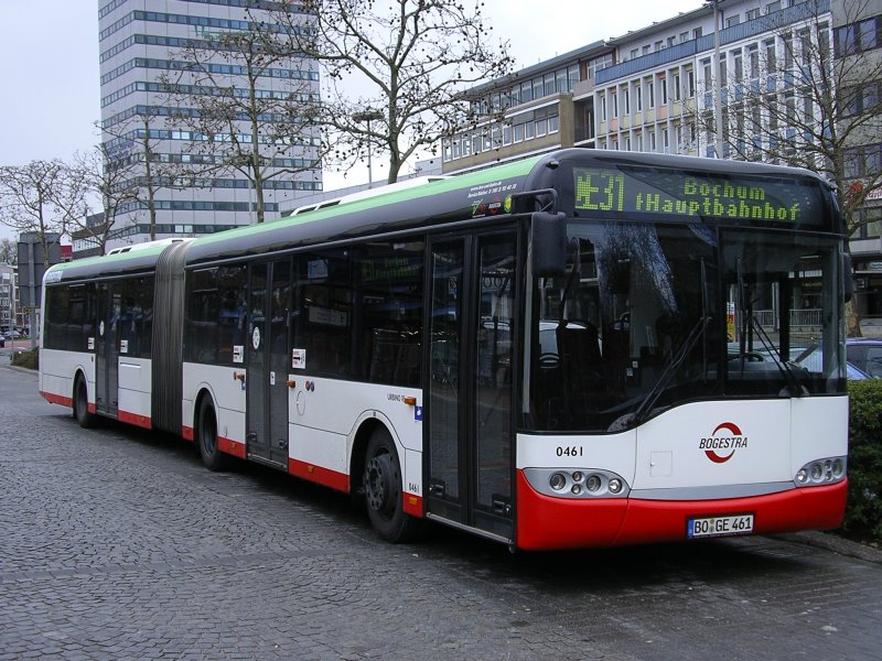 Bogestra Wagen 0461 ,Solaris Urbino 18,als Linie CE 31 , Bochum Hbf. nach Hattingen Mitte S.(21.03.2008)