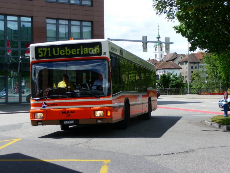 BOGG - MAN Nr.57 SO 152268 unterwegs auf der Linie 571 bei der zufahrt zu den Haltestellen vor dem Bahnhof Olten am 07.06.2009