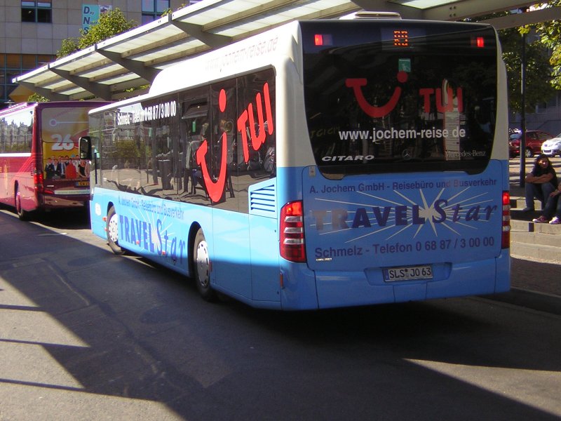 Das Foto zeigt einen Citaro-Bus der Firma Jochem. Das Bild wurde am Saarbrcker-Hauptbahnhof aufgenommen.
