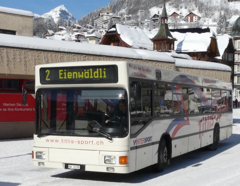 EAB Engelberg - MAN Bus Nr.2 OW 10195 unterwegs auf der Linie 2 in Engelberg am 15.02.2009