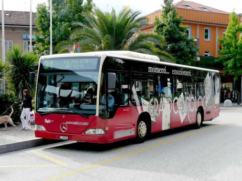 FART - Mercedes Citaro Nr.22  TI 126522 mit Werbung unterwegs auf der Linie 31 in Locarno am 18.09.2008
