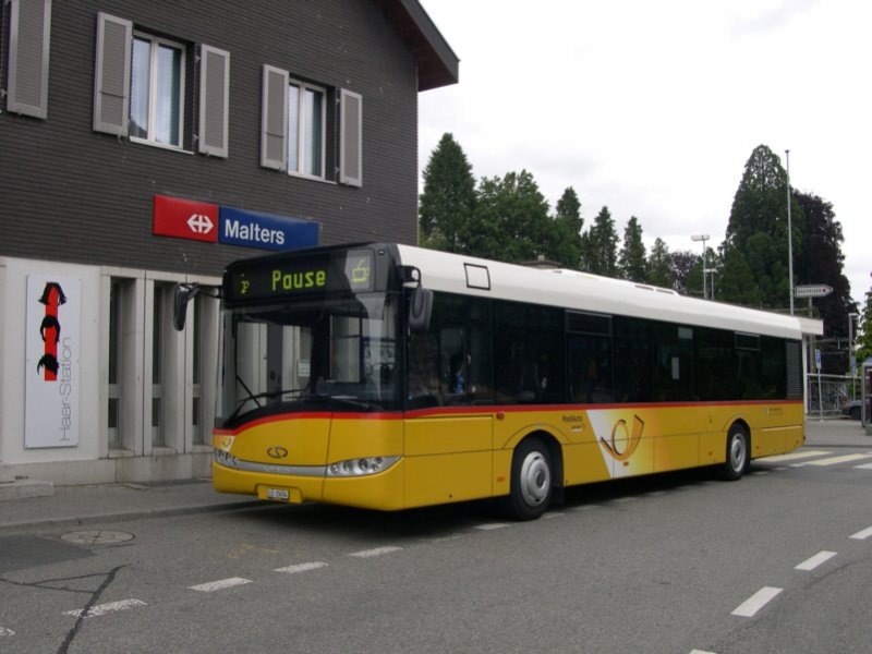  Mach mal Pause  - am 27.05.2007 am Bahnhofplatz Malters. Um 12:31 wird dieser Solaris Urbino 12 nach Schwarzenberg aufbrechen.