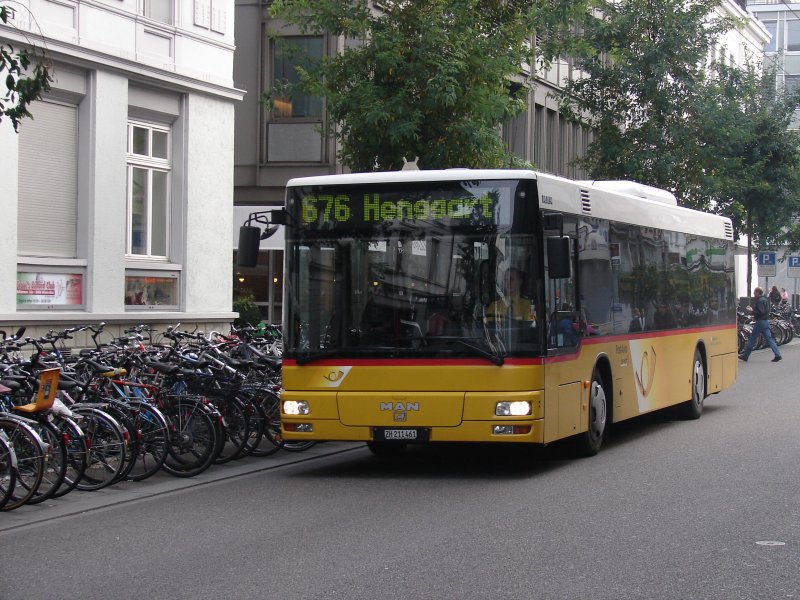 MAN 2. Generation Niederflurbus in Winterthur auf der Linie 676. Aufgenommen am 10.10.2007