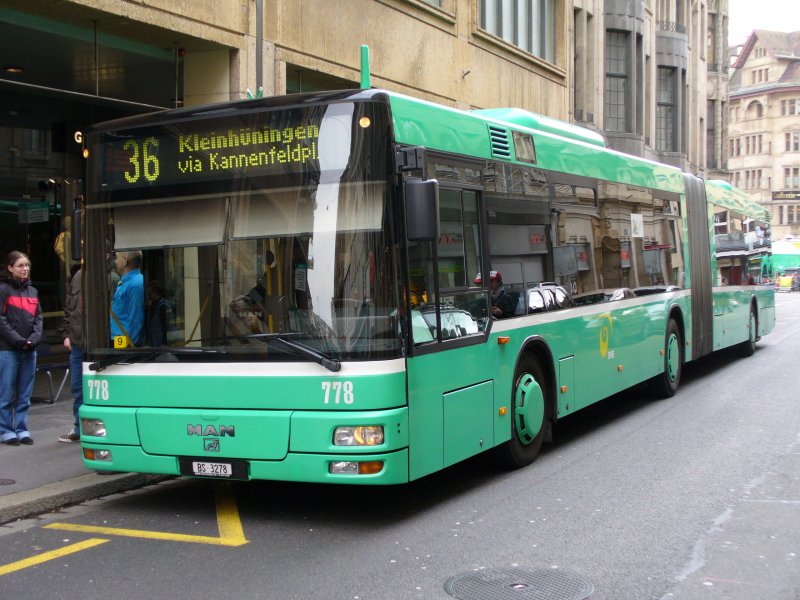 Man Bus Nr. 778 in den Strassen von Basel am 17.03.2007