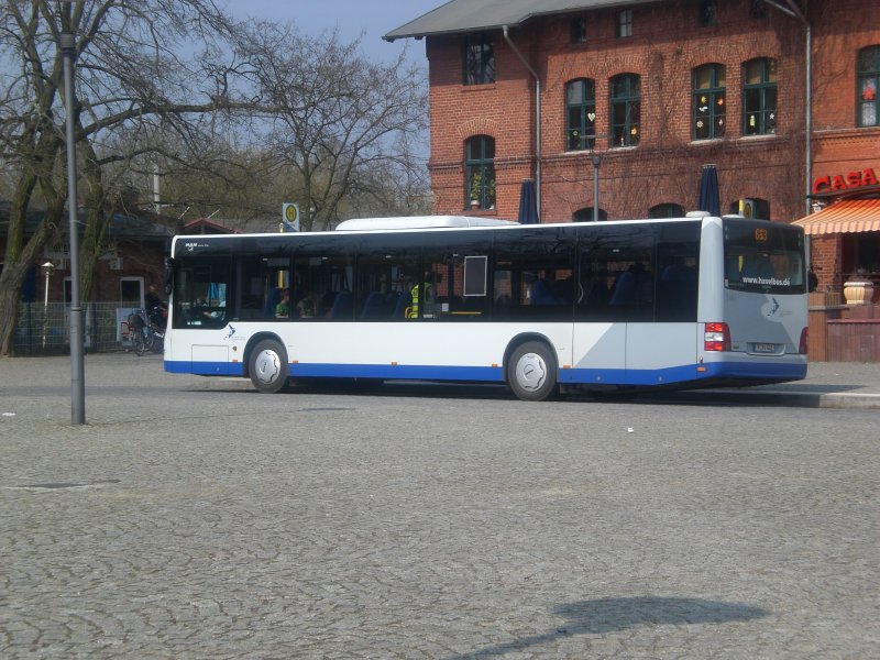 MAN Niederflurbus 3. Generation (Lions City /T) auf der Linie 663 nach Bahnhof Nauen am Bahnhof Dallgow-Dberitz.