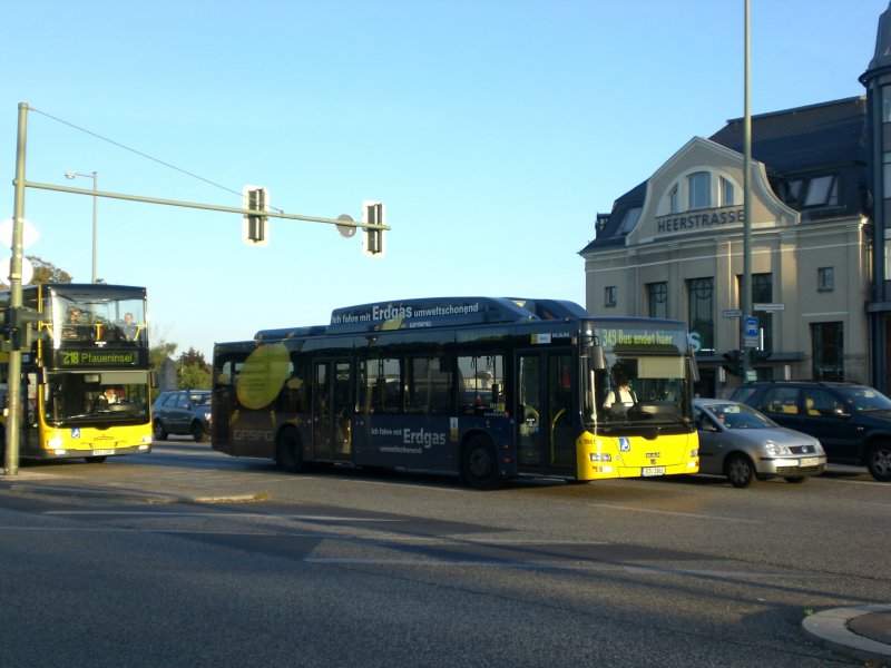 MAN Niederflurbus 3. Generation (Lions City) auf Betriebsfahrt am S-Bahnhof Heerstrae.
