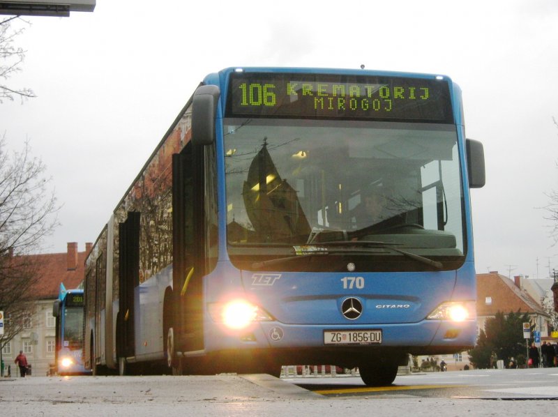MB Citaro II, Nr. 170, der erste von 214 neuer Busse auf der Linie 106 (Kaptol - Mirogoj - Krematorij)