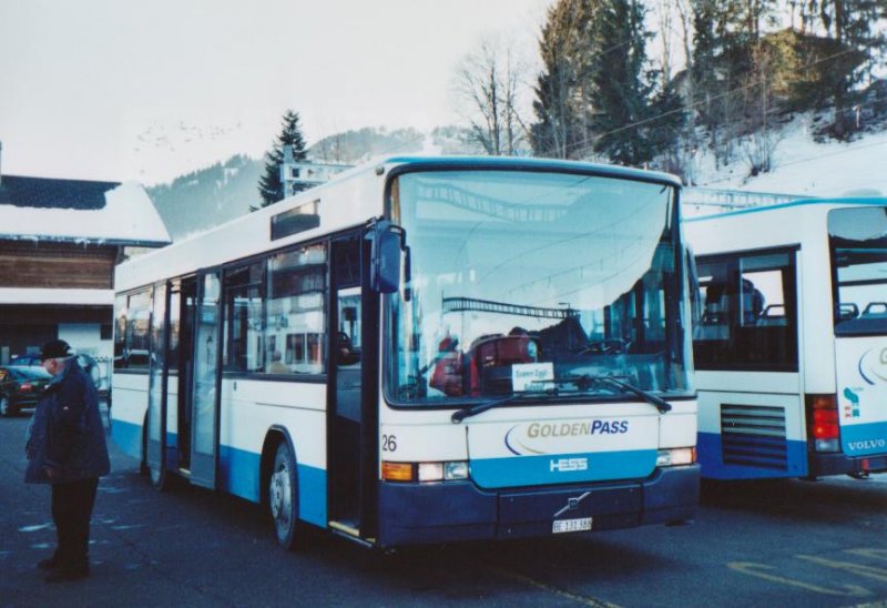 MOB Montreux Nr. 26/BE 131'388 Volvo/Hess (ex Maag, Kloten Nr. 38) am 24. Dezember 2008 Gstaad, Bahnhof