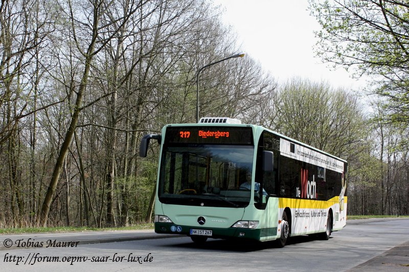 NVG Wagen 267 in der  Zoostrae , unterwges auf der neuen Linie 312 zum Biedersberg.
