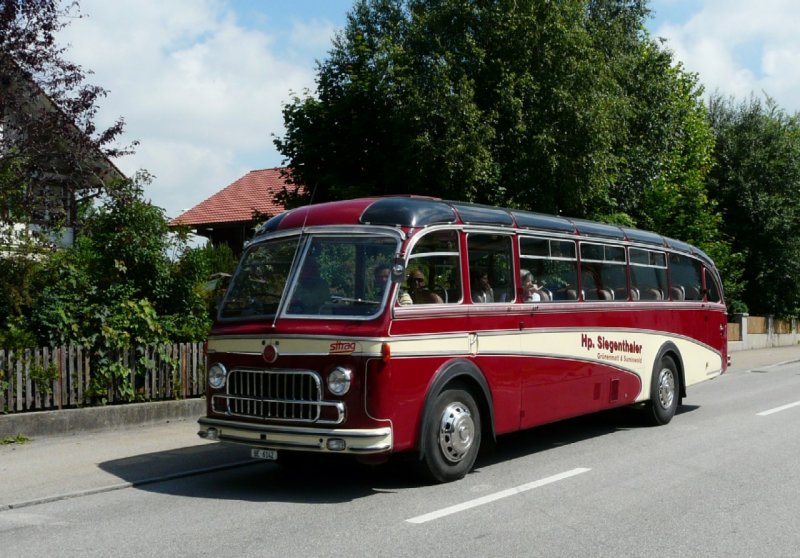 Oldtimer Reisebus FBW  BE 6142 von Hp.Siegenthaler Grnenmatt & Sumiswald unterwegs in Sumiswald am 14.06.2008