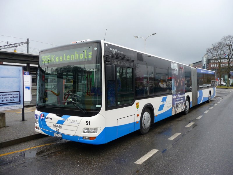 Olten - MAN Bus Nr.51 SO 78623 unterwegs auf der Linie 505 in Olten am 07.02.2009