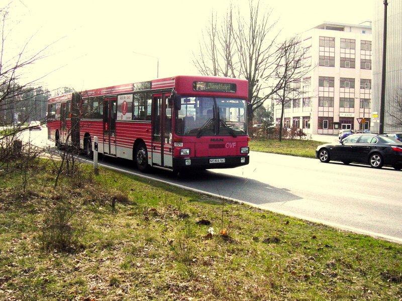 OVF Wagen 1171 fhrt vom Betriebshof in Langwasser in Richtung Meistersingerhalle.