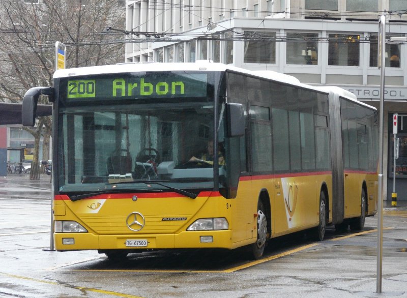 Post - Mercedes Citaro Gelenkbus .. Nr.09  TG 67500 auf dem Bahnhofplatz in St.Gallen am 11.11.2007