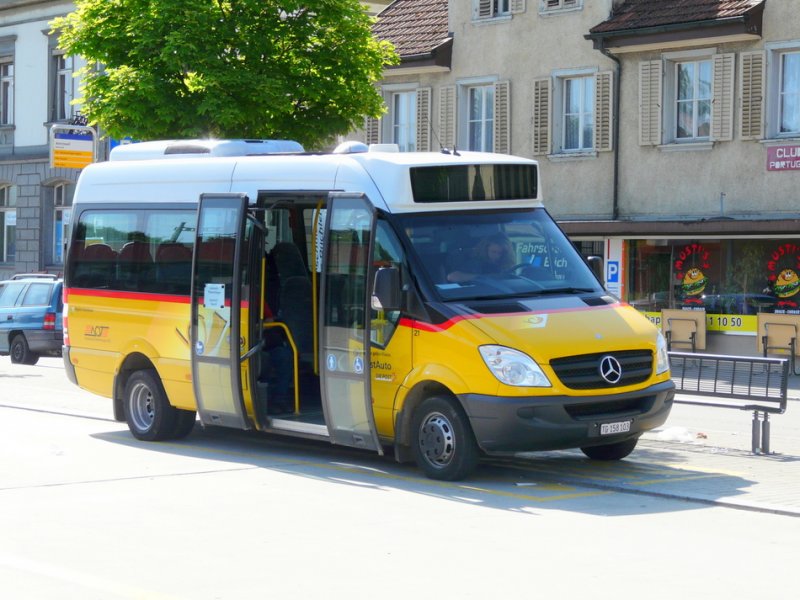 Postauto / AOT - Mercedes Sprinter TG 158103 bei den Bushaltestellen auf dem Bahnhofsplatz in Amriswil am 17.05.2009
