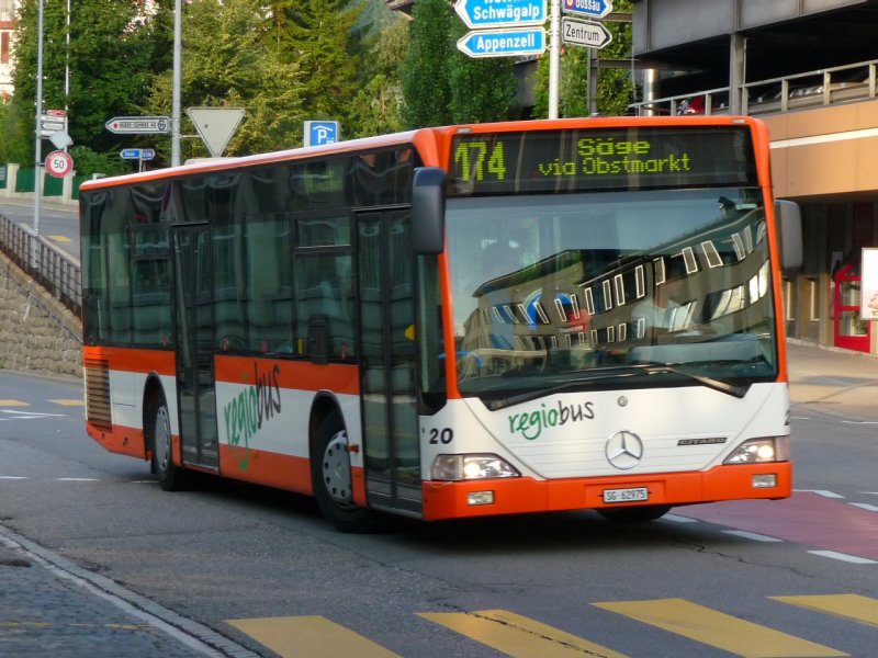 regio bus - Mercedes Citaro Bus Nr.20  SG 62975 unterwegs in Herisau am 03.09.2008