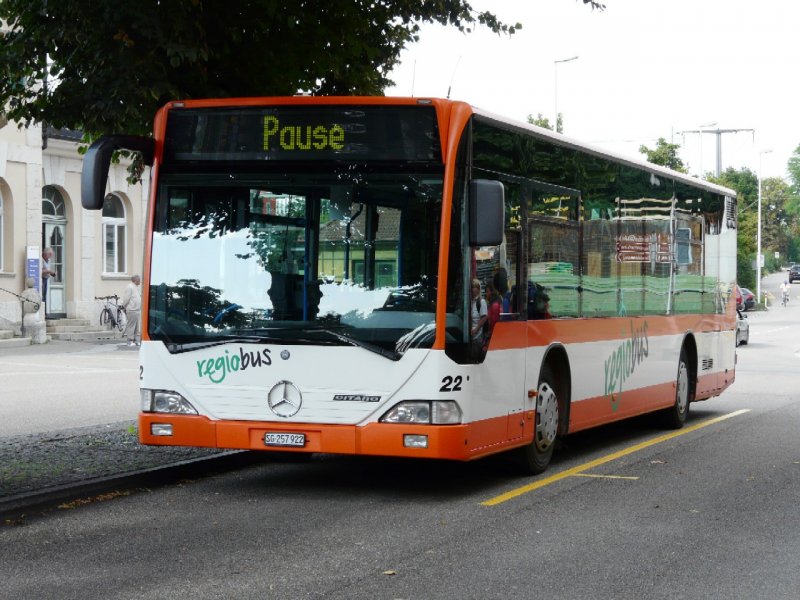 regio bus - Mercedes Citaro Bus Nr.22 SG 257922 bei einer Pause in Gossau am 06.09.2008
