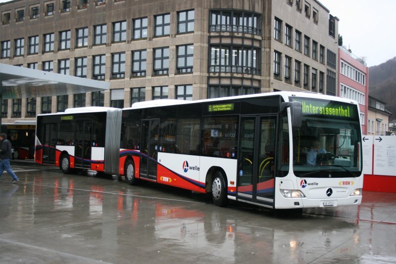 RVBW / Indermhle Bus AG, Reckingen, AG 6'723 (MB Citaro G, 2008) am 28.3.2009 beim Bahnhof Baden. 