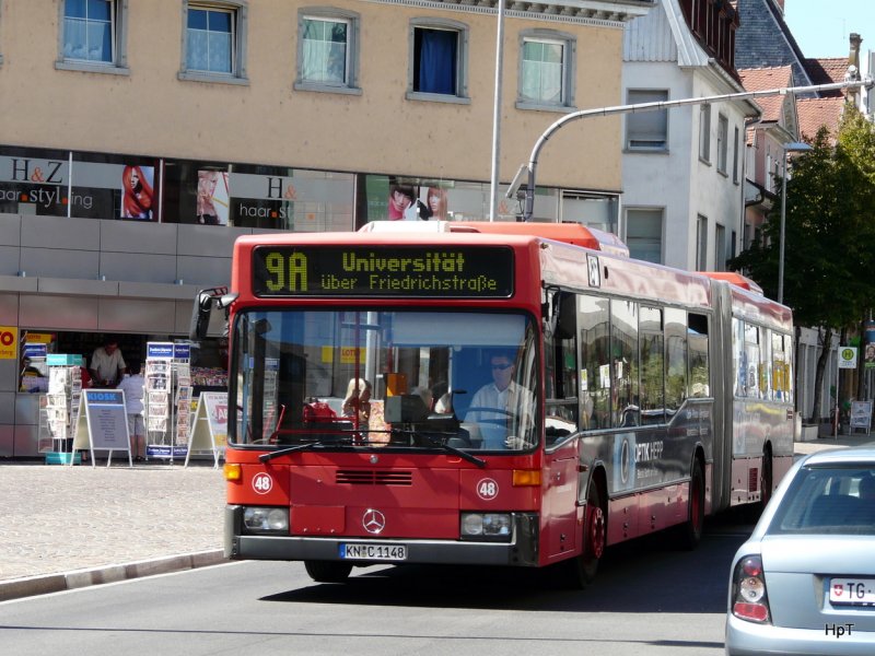 Stadtwerke Konstanz - Mercedes O 405 GN  Nr.48 KN.C 1148 unterwegs auf der Linie 9A in der Stadt Konstanz am 31.08.2009
