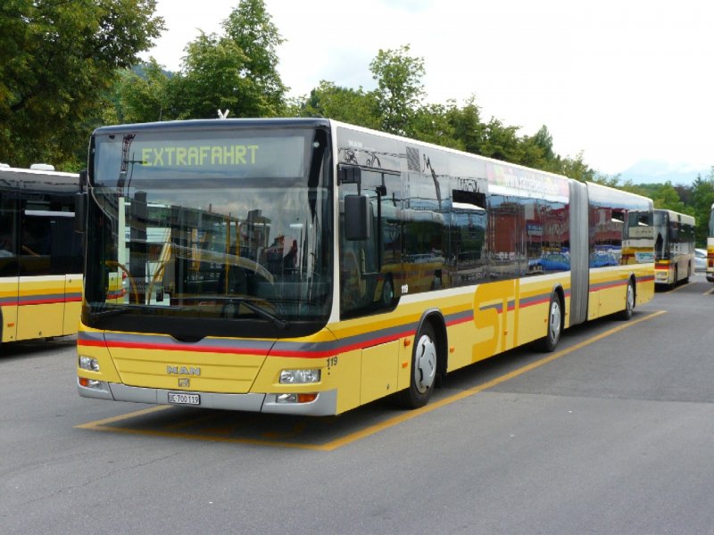 STI - MAN Bus Nr.119 BE 700119 bei den Provisorischen Haltestellen neben dem Bahnhof von Thun am 16.08.2008