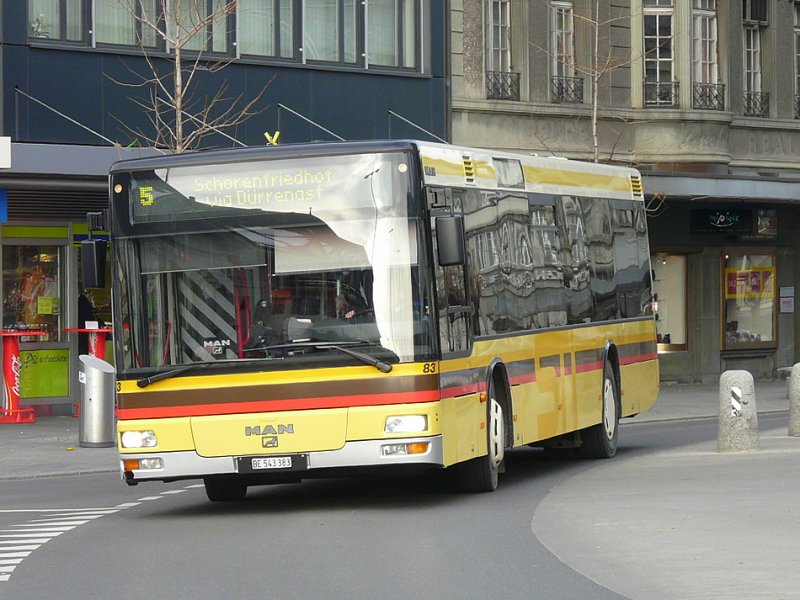 STI - MAN Bus Nr.83  BE 543383 unterwegs auf der Linie 5 in Thun am 28.12.2008
