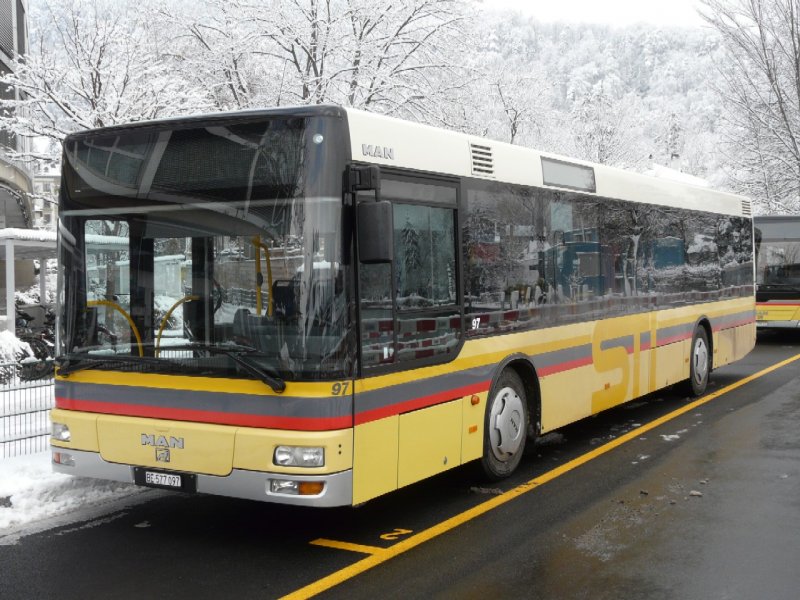 STI - MAN Bus Nr.97  BE 572097 auf Reserve in Thun am 12.12.2008
