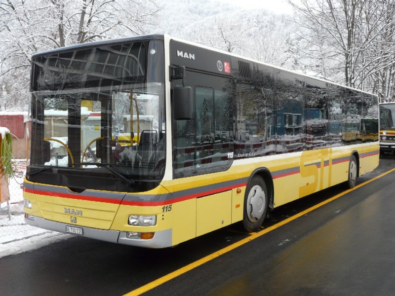 STI - MAN Lion`s City Bus Nr.115 BE 700115 auf Reserve in Thun am 12.12.2008