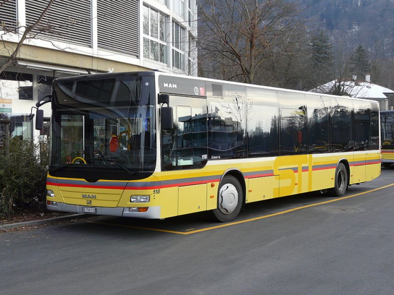 STI - MAN Lion`s City Bus Nr.118 BE 700118 als Reserve in Thun am 28.12.2008