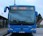 Die Frontansicht vom ersten, neuen EVB Bus im aktuellen / neuen Design, laut Aussage des  stolzen Busfahrers ! Tostedt, 05.01.2012
