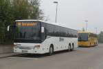 Regionalbus Rostock-ReBus Sestra und ADAC Postbus Scania OmniExpress abgestellt am 03.10.2014 in Hhe Rostock Hbf/Sd