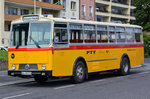 Saurer/Tüscher 3DUK-50 (ehemalige PTT-Zulassung P-24660), Baujahr 1973, insgesamt wurden 74 Fahrzeuge dieses Types hergestellt. Jetzt für Oldtimer-Bus-Rundfahrten eingesetzt. Bonn 14.08.2016