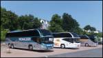 Neoplan Cityliner von Kohler aus Deutschland und Neoplan Cityliner von ETK-Reisen aus Deutschland und Setra 415 HDH von Burow aus Deutschland im Stadthafen Sassnitz am 20.06.2013