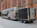 Setra 431 DT von Berlin-Rock-Coaches aus Deutschland mit Anhänger in Neubrandenburg am 06.03.2022