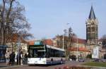 Stadtbus Eisenach: MAN NL der KVG Eisenach, eingesetzt im Stadtverkehr. Aufgenommen am Karlsplatz in  Eisenach im März 2014.