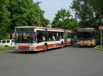 MAN Gelenkbus,Linie 340,Wanne Eickel Hbf. nach GE - Rotthausen,
rechts Bogestra Neoplan Gelenkbus,in Ruhestellung.(15.05.2008)