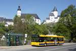 Stadtverkehr Schwarzenberg / Stadtbus Schwarzenberg / Bus Erzgebirge: MAN NL der RVE (Regionalverkehr Erzgebirge GmbH), aufgenommen im April 2018 im Stadtgebiet von Schwarzenberg / Erzgebirge.
